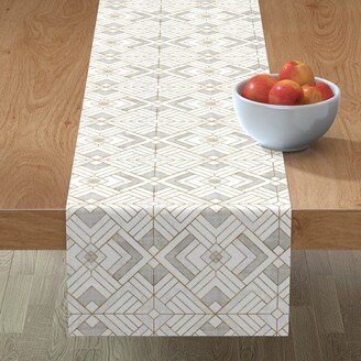 Table Runners: Vintage Lennox Deco - White & Gold Table Runner, 72X16, Gray