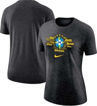 Women's Black Brazil National Team Varsity Space-Dye T-shirt