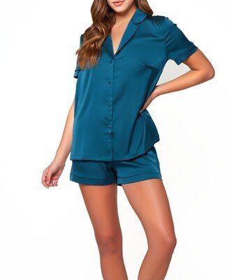 Women's Lucile Satin and Lace Short Sleeve Pajamas Set