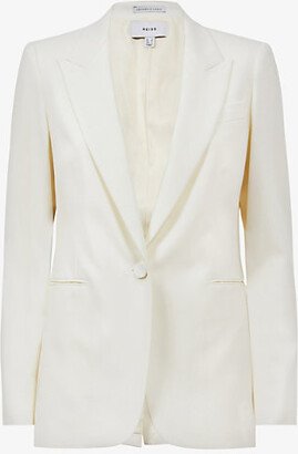 Womens Off White Mila Single-breasted Stretch-wool Suit Jacket