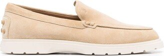 Ridged-Sole Suede Loafers