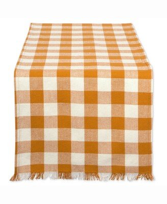 Pumpkin Spice Heavyweight Check Fringed Table Runner 14