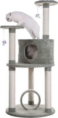 60 Multi-Level Real Wood Cat Condo, Sisal Covered Scratcher