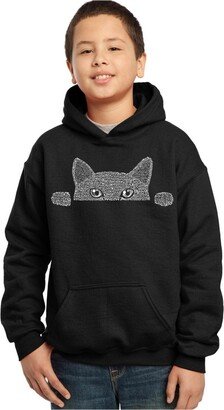 Big Boy's Word Art Hooded Sweatshirt - Peeking Cat