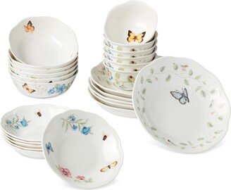 Butterfly Meadow 24-Piece Porcelain Bowl Set