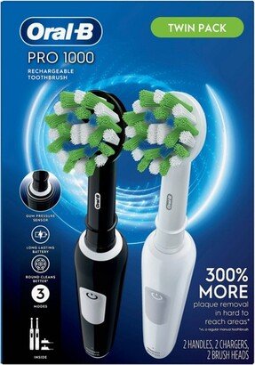 Pro 1000 Electric Toothbrush - Black/White - 2pk