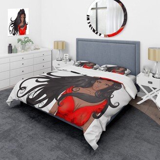 Designart 'Portrait of African American Woman XIV' Modern Duvet Cover Comforter Set