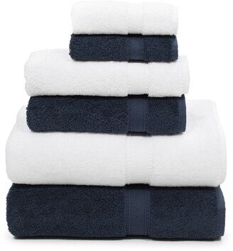 Sinemis Terry 6-Piece Towel Set - Navy/White