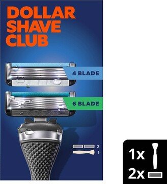 Dollar Shave Club Men's Razor Test Drive Starter Set - 1 Handle + 1 6-Blade Cartridge + 1 4-Blade Cartridge - 3pk