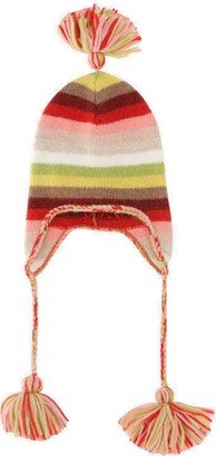 Striped Pompom Detailed Knit Beanie