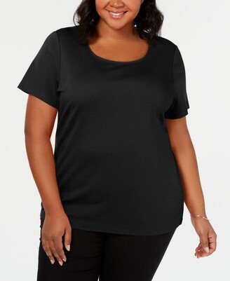 Plus Size Short Sleeve Scoop-Neck Top, Created for Macy's