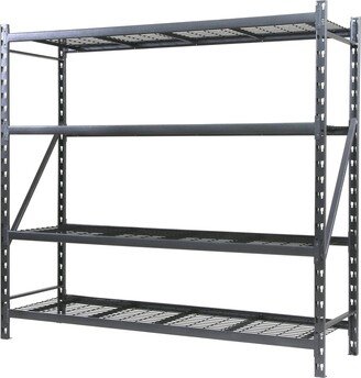 No Heavy Duty 4-Shelf Metal Rack with Wire Decking in Textured Gray