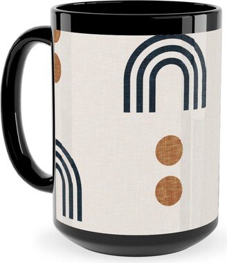 Mugs: Aria Geometric Rainbow Ceramic Mug, Black, 15Oz, Beige