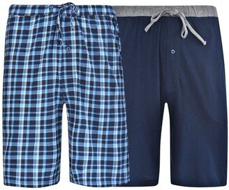 Men's Big and Tall Knit Jam, 2 Pack - Blue Plaid/Bright Navy