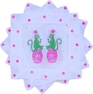 Chinoiserie Christmas | Pink Monkey Holiday Cocktail Napkins Hostess Gift