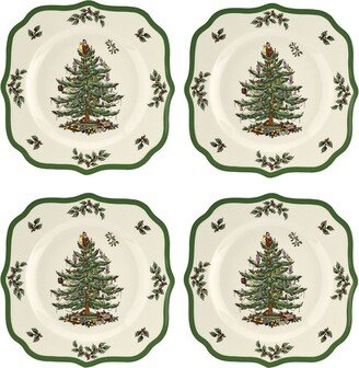 Christmas Tree Set Of 4 Scalloped Salad Plates