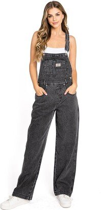 Lana Roux 90s Retro Revolt Dungaree Utility Denim Twill Jumpsuit Overalls (Charcoal Gray