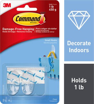 Command Small Contemporary Hook Clear Pkg/2