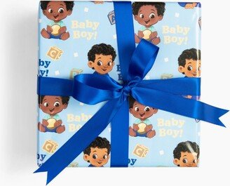 Greentop Gifts Oh Baby, It's a Boy! Gift Wrap - Light, Pastel Blue