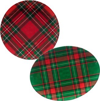 Christmas Plaid Melamine Platter Set, Multicolor, Large, 2 Piece