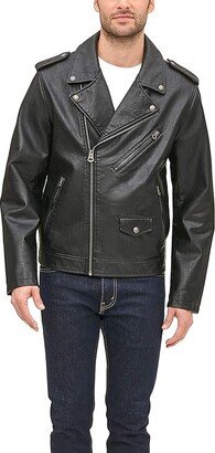 r Men's Faux Leather Classic Motorcycle Jacket (Black) Men's Jacket