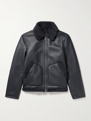 Shearling-Lined Nappa Leather Trucker Jacket