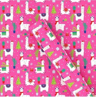 50 sq ft Llama Christmas Gift Wrap Pink - Wondershop™