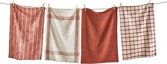 tagltd Canyon Woven Dishtowel Set Of 4 Rust Dish Cloth For Drying Dishes And Cooking