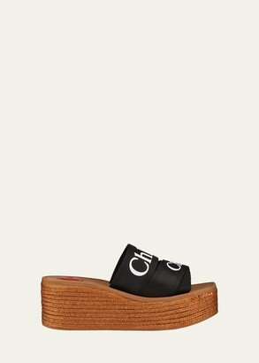 Woody Logo Canvas Wedge Espadrilles