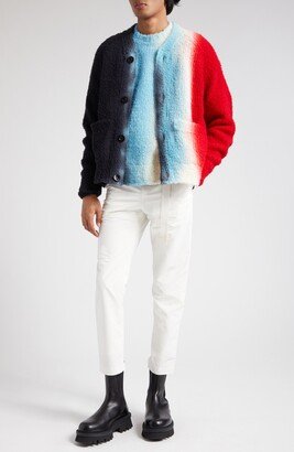 Dip Dye V-Neck Wool Blend Cardigan