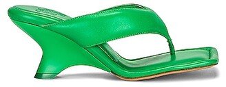 for FWRD Leather Thong Wedge Sandal in Dark Green