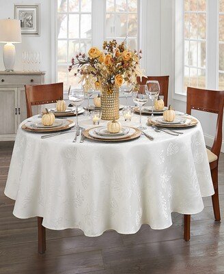 Elegant Woven Leaves Jacquard Damask Tablecloth, 60