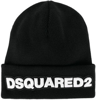 Logo Patch Ribbed Beanie-AD