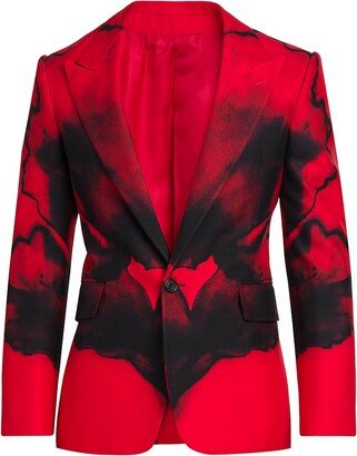 Floral Peak Lapel Single-Breasted Jacket