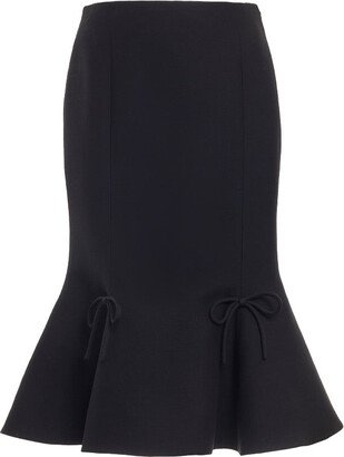 Wool-Silk Crepe Midi Skirt