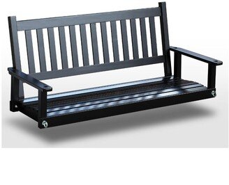 Outdoor 5-ft Porch Swing in Black Wood Finish - 60W x 26D x 25H inches