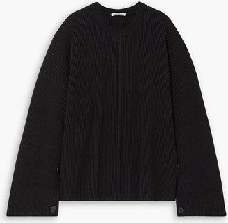 Button-detailed merino wool and cashmere-blend sweater