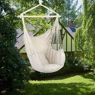 Global Pronex Hammock Chair Distinctive Cotton Canvas Hanging Rope Chair with Pillows