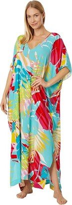 N by Natori Bora Bora Crinkle Caftan (Aqua Blue) Women's Pajama