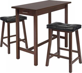 Sally 3-Piece Breakfast Table Set with 2 Cushion Saddle Seat Stools