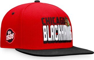 Men's Branded Red, Black Chicago Blackhawks Heritage Retro Two-Tone Snapback Hat - Red, Black