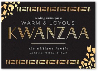 Kwanzaa Cards: Patterned Corners Kwanzaa Card, Grey, 5X7, Kwanzaa, Pearl Shimmer Cardstock, Square