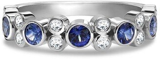 18kt white gold Bubbles blue sapphire and diamond half-eternity ring