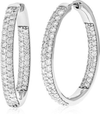 Vir Jewels 3 cttw Round Lab Grown Diamond Hoop Earrings .925 Sterling Silver Prong Set 1 1/4 Inch