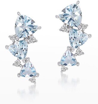 Mirage White Gold Earrings with Diamonds and Blue Aquamarine