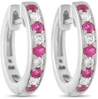 Diamond Select Cuts 14K 0.40 Ct. Tw. Diamond & Ruby Hoops-AA