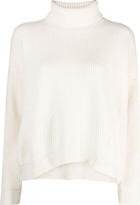 Roll-Neck Silk Virgin-Wool Blend Jumper