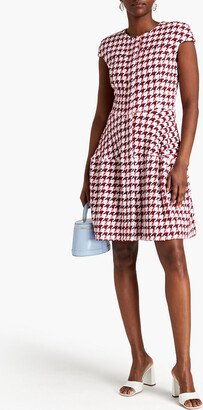 Houndstooth cotton-blend bouclé-tweed dress