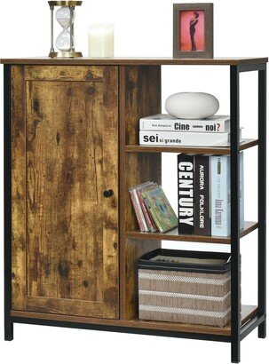 Multipurpose Freestanding Storage Cabinet with 3 Open Shelves and Doors - 28