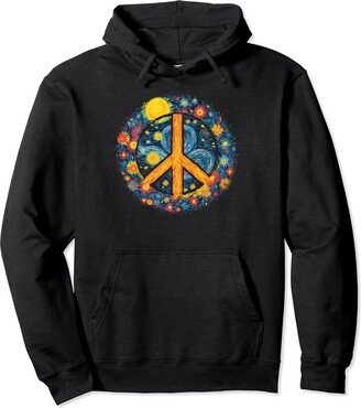 Peace Men Women Art lovers Peace Sign Women Starry Night Van Gogh Art lovers Pullover Hoodie